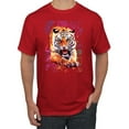 thumbnail image 1 of Wild Bobby, Tiger Growling Colorful Trippy Tie Dye Animal Lover Men's Graphic T-Shirt, Red, 5XL, 1 of 3