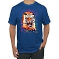 thumbnail image 1 of Wild Bobby, Tiger Growling Colorful Trippy Tie Dye Animal Lover Men's Graphic T-Shirt, Royal, Medium, 1 of 3