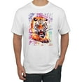thumbnail image 1 of Tiger Growling Colorful Trippy Tie Dye Animal Lover Men's Graphic T-Shirt, White, X-Large, 1 of 3
