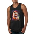 thumbnail image 1 of Wild Bobby, Tiger Growling Colorful Trippy Tie Dye Animal Lover Mens Graphic Tank Top, Black, 3XL, 1 of 3