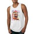 thumbnail image 1 of Wild Bobby, Tiger Growling Colorful Trippy Tie Dye Animal Lover Mens Graphic Tank Top, White, 3XL, 1 of 3