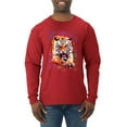 thumbnail image 1 of Wild Bobby, Tiger Growling Colorful Trippy Tie Dye Animal Lover Mens Long Sleeve Shirt, Red, X-Large, 1 of 3