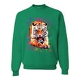 thumbnail image 1 of Wild Bobby, Tiger Growling Colorful Trippy Tie Dye Animal Lover Unisex Crewneck Graphic Sweatshirt, Kelly, Medium, 1 of 3