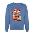 thumbnail image 1 of Wild Bobby, Tiger Growling Colorful Trippy Tie Dye Animal Lover Unisex Crewneck Graphic Sweatshirt, Vintage Heather Blue, Medium, 1 of 3