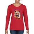 thumbnail image 1 of Wild Bobby, Tiger Growling Colorful Trippy Tie Dye Animal Lover Womens Graphic Long Sleeve T-Shirt, Red, Medium, 1 of 3