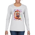 thumbnail image 1 of Wild Bobby, Tiger Growling Colorful Trippy Tie Dye Animal Lover Womens Graphic Long Sleeve T-Shirt, White, Large, 1 of 3