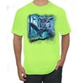thumbnail image 1 of Wild Bobby, Tiger In The Snowy Night Animal Lover Men's Graphic T-Shirt, Safety Green, 2XL, 1 of 3