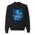 thumbnail image 1 of Wild Bobby, Tiger In The Snowy Night Animal Lover Unisex Crewneck Graphic Sweatshirt, Black, Small, 1 of 3
