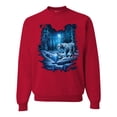 thumbnail image 1 of Wild Bobby, Tiger In The Snowy Night Animal Lover Unisex Crewneck Graphic Sweatshirt, Red, Small, 1 of 3