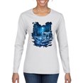 thumbnail image 1 of Wild Bobby, Tiger In The Snowy Night Animal Lover Womens Graphic Long Sleeve T-Shirt, White, Large, 1 of 3