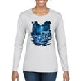 thumbnail image 1 of Wild Bobby, Tiger In The Snowy Night Animal Lover Womens Graphic Long Sleeve T-Shirt, White, X-Large, 1 of 3