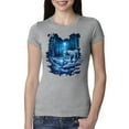 thumbnail image 1 of Tiger In The Snowy Night Animal Lover Womens Slim Fit Junior Tee, Heather Grey, Small, 1 of 3