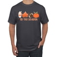 thumbnail image 1 of Wild Bobby Tis' The Season Pumpkin Spice Leaves Football Pumpkins Stars Halloween Men Tee, Charcoal, 5X-Large, 1 of 6