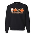thumbnail image 1 of Wild Bobby Tis' The Season Pumpkin Spice Leaves Football Pumpkins Stars Halloween Unisex Crewneck Sweatshirt, Black, Small, 1 of 6