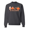thumbnail image 1 of Wild Bobby Tis' The Season Pumpkin Spice Leaves Football Pumpkins Stars Halloween Unisex Crewneck Sweatshirt, Charcoal, XX-Large, 1 of 6