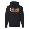 thumbnail image 1 of Wild Bobby Tis' The Season Pumpkin Spice Leaves Football Pumpkins Stars Halloween Unisex Hoodie Sweatshirt, Black, Small, 1 of 6