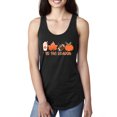 thumbnail image 1 of Wild Bobby Tis' The Season Pumpkin Spice Leaves Football Pumpkins Stars Halloween Women Racerback Tank Top, Black, Small, 1 of 6