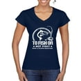 thumbnail image 1 of Wild Bobby, To Fish Or Not To Fish What A Stupid Question, Fishing, Women Standard V-Neck Tee, Navy, Small, 1 of 4