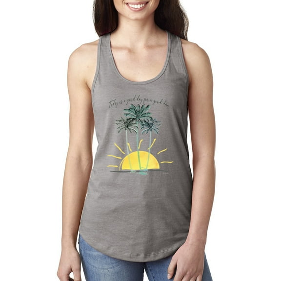 Wild Bobby, Today Is A Good Day for a Good Day Motivational Inspirational Pop Culture Ladies Racerback Tank Top, Heather Grey, Small