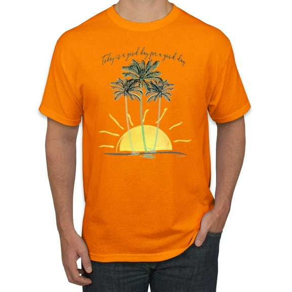 Wild Bobby, Today Is A Good Day for a Good Day Motivational Inspirational Pop Culture Men's Graphic T-Shirt, Orange, Large
