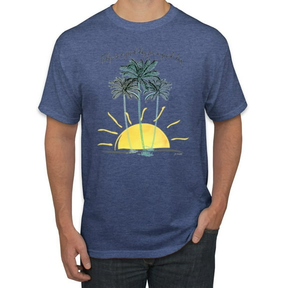 Wild Bobby, Today Is A Good Day for a Good Day Motivational Inspirational Pop Culture Men's Graphic T-Shirt, Vintage Heather Blue, 5XL