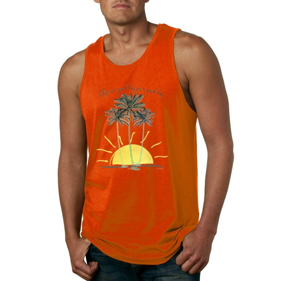 Wild Bobby, Today Is A Good Day for a Good Day Motivational Inspirational Pop Culture Mens Graphic Tank Top, Orange, 2XL