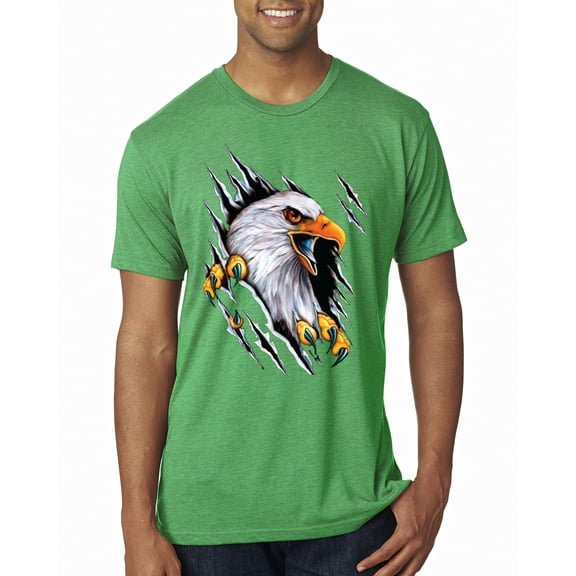 Wild Bobby, Torn Ripped Eagle Claws Animal Lover Mens Premium Tri Blend T-Shirt, Envy, X-Large