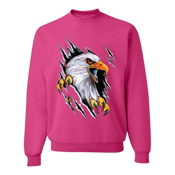 Wild Bobby, Torn Ripped Eagle Claws Animal Lover Unisex Crewneck Graphic Sweatshirt, Fuschia, 2XL