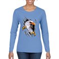 thumbnail image 1 of Wild Bobby, Torn Ripped Eagle Claws Animal Lover Womens Graphic Long Sleeve T-Shirt, Light Blue, Medium, 1 of 3
