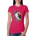 thumbnail image 1 of Wild Bobby, Torn Ripped Eagle Claws Animal Lover Womens Slim Fit Junior Tee, Raspberry, Medium, 1 of 3