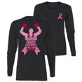 thumbnail image 1 of Wild Bobby Tough Guys Wear Pink Boxer Breast Cancer Awareness Front and Back Womens Graphic Long Sleeve T-Shirt, Black, Small, 1 of 5