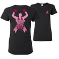 thumbnail image 1 of Wild Bobby Tough Guys Wear Pink Boxer Breast Cancer Awareness Front and Back Womens Graphic T-Shirt, Black, Small, 1 of 5