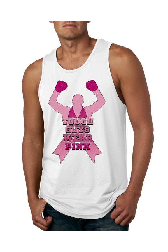 Tough Guys Wear Pink Boxer Breast Cancer Awareness Men Tank Top, White, Large
