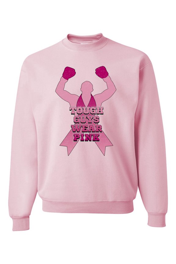 Tough Guys Wear Pink Boxer Breast Cancer Awareness Unisex Crewneck Sweatshirt, Light Pink, 3X-Large