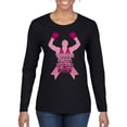 thumbnail image 1 of Wild Bobby Tough Guys Wear Pink Boxer Breast Cancer Awareness Women Graphic Long Sleeve Tee, Black, Small, 1 of 6