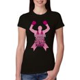 thumbnail image 1 of Wild Bobby Tough Guys Wear Pink Boxer Breast Cancer Awareness Women Slim Fit Junior Tee, Black, Large, 1 of 6