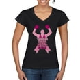 thumbnail image 1 of Wild Bobby Tough Guys Wear Pink Boxer Breast Cancer Awareness Women Standard V-Neck Tee, Black, Small, 1 of 6