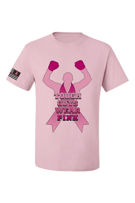 Tough Guys Wear Pink Boxer US Flag Breast Cancer Awareness Men Tee, Light Pink, Small