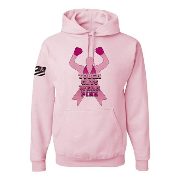 Wild Bobby Tough Guys Wear Pink Boxer US Flag Breast Cancer Awareness Unisex Hoodie Sweatshirt, Light Pink, 3X-Large