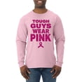thumbnail image 1 of Wild Bobby Tough Guys Wear Pink Distressed Breast Cancer Awareness Men Long Sleeve Shirt, Light Pink, Medium, 1 of 6