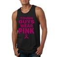 thumbnail image 1 of Wild Bobby Tough Guys Wear Pink Distressed Breast Cancer Awareness Men Tank Top, Black, Small, 1 of 6