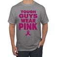 thumbnail image 1 of Wild Bobby Tough Guys Wear Pink Distressed Breast Cancer Awareness Men Tee, Heather Grey, 4X-Large, 1 of 6