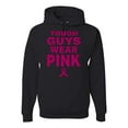 thumbnail image 1 of Wild Bobby Tough Guys Wear Pink Distressed Breast Cancer Awareness Unisex Hoodie Sweatshirt, Black, Small, 1 of 6
