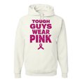 thumbnail image 1 of Wild Bobby Tough Guys Wear Pink Distressed Breast Cancer Awareness Unisex Hoodie Sweatshirt, White, XX-Large, 1 of 6