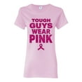 thumbnail image 1 of Wild Bobby Tough Guys Wear Pink Distressed Breast Cancer Awareness Women Graphic Tee, Light Pink, Large, 1 of 6
