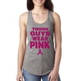 thumbnail image 1 of Wild Bobby Tough Guys Wear Pink Distressed Breast Cancer Awareness Women Racerback Tank Top, Heather Grey, X-Large, 1 of 6