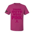thumbnail image 1 of Wild Bobby Tough Guys Wear Pink Distressed US Flag Breast Cancer Awareness Men Tee, Fuschia, 5X-Large, 1 of 5