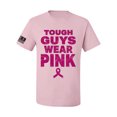 thumbnail image 1 of Wild Bobby Tough Guys Wear Pink Distressed US Flag Breast Cancer Awareness Men Tee, Light Pink, Small, 1 of 5