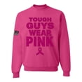 thumbnail image 1 of Wild Bobby Tough Guys Wear Pink Distressed US Flag Breast Cancer Awareness Unisex Crewneck Sweatshirt, Fuschia, X-Large, 1 of 5