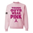 thumbnail image 1 of Wild Bobby Tough Guys Wear Pink Distressed US Flag Breast Cancer Awareness Unisex Crewneck Sweatshirt, Light Pink, Medium, 1 of 5